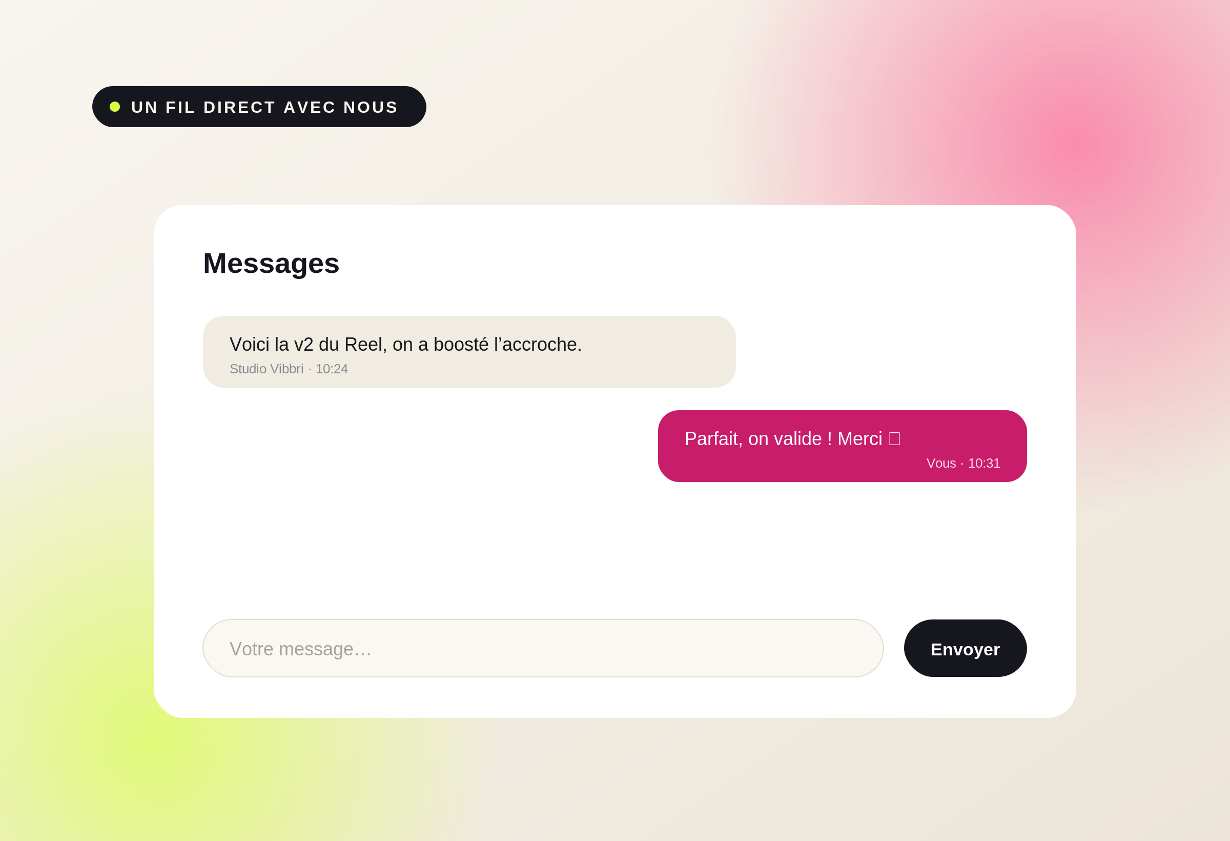 Aperçu de la messagerie